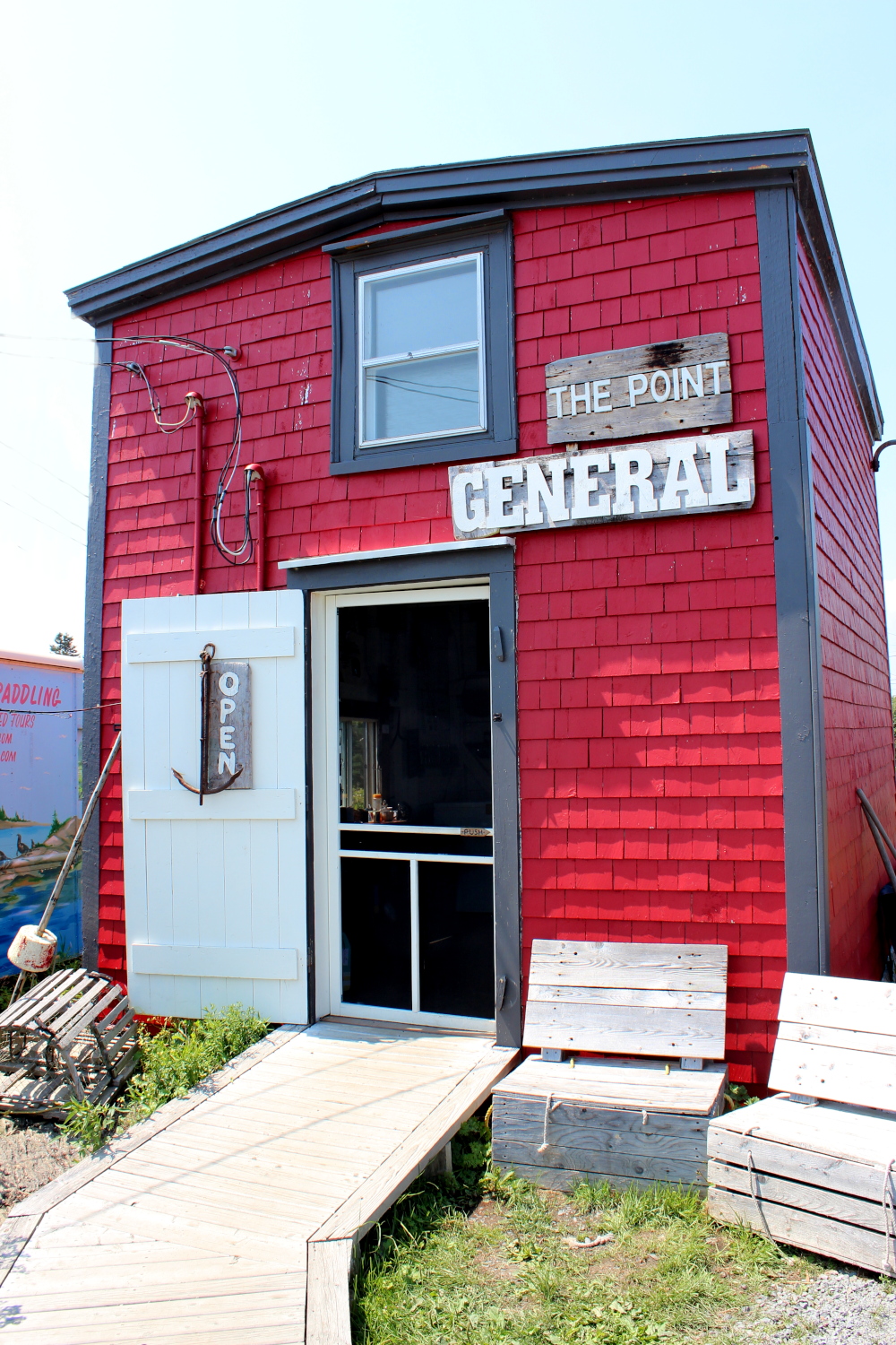 The Point General Store in Blue Rocks is a tiny general store with an overflow of character.  You'll find local crafts, books, snacks, coffee, tea and ice cream.