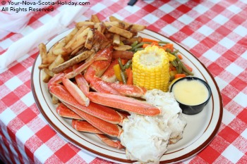 Enjoying Crab at the Chowder House in Neil's Harbour