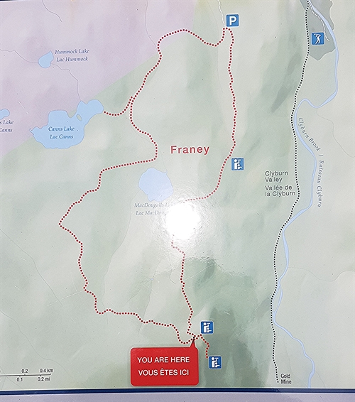 This is the map at the trailhead and at top of the Franey Mountain in the Cape Breton Highlands National Park.  Fantastic hiking trail.