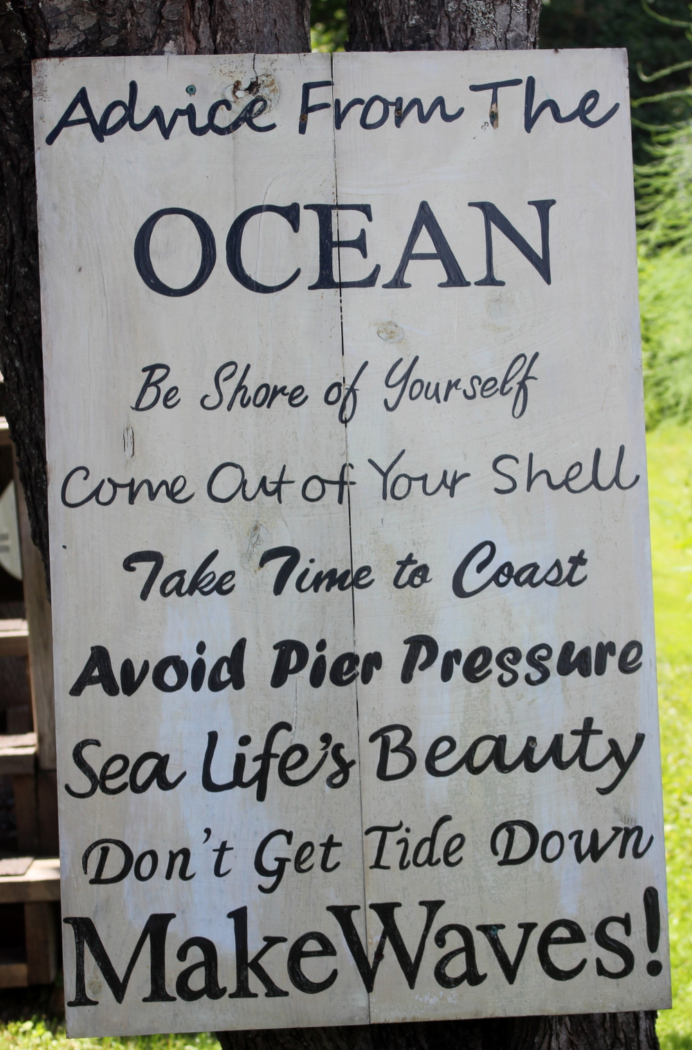 I found this awesome sign near Heather Beach.  Wise words!