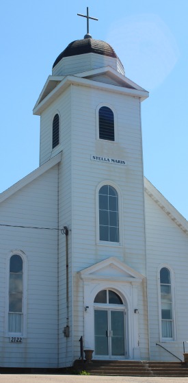 The historic Stella Maris Church built in 1899 sits proudly at the base of Creignish Mountain along the Ceilidh Trail.