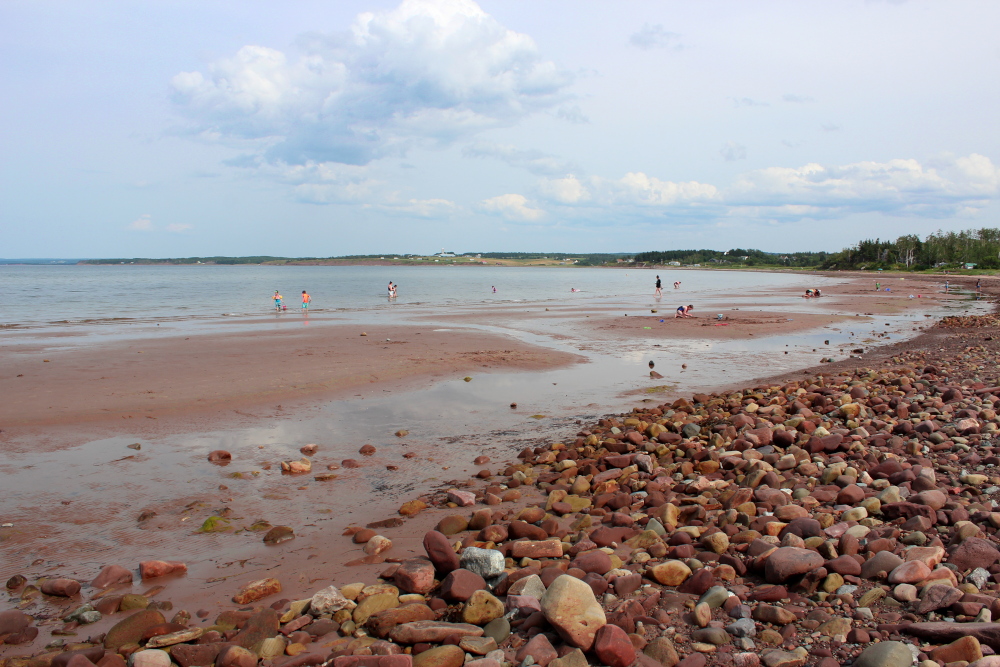 sand is exposed at low tide at Bayfield beach
