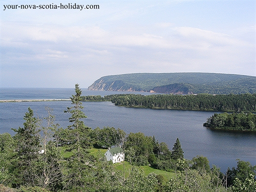 This is Freshwater Lake Look-off in Ingonish.  Awesome view of the lake, the ocean and Cape Smokey.