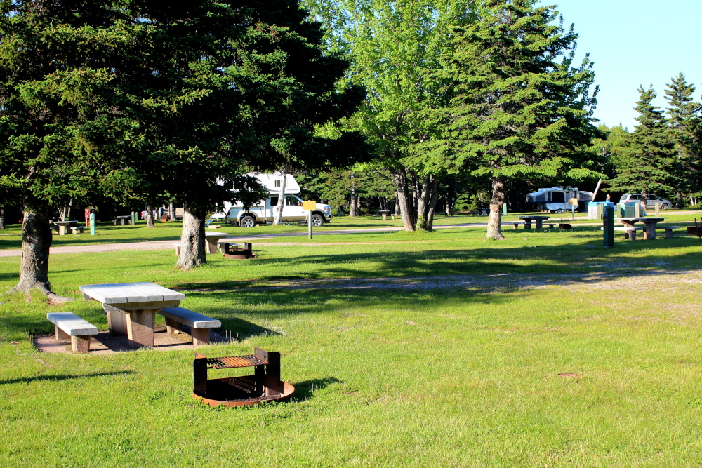 A campground in the Cape Breton Highlands National Park near Ingonish