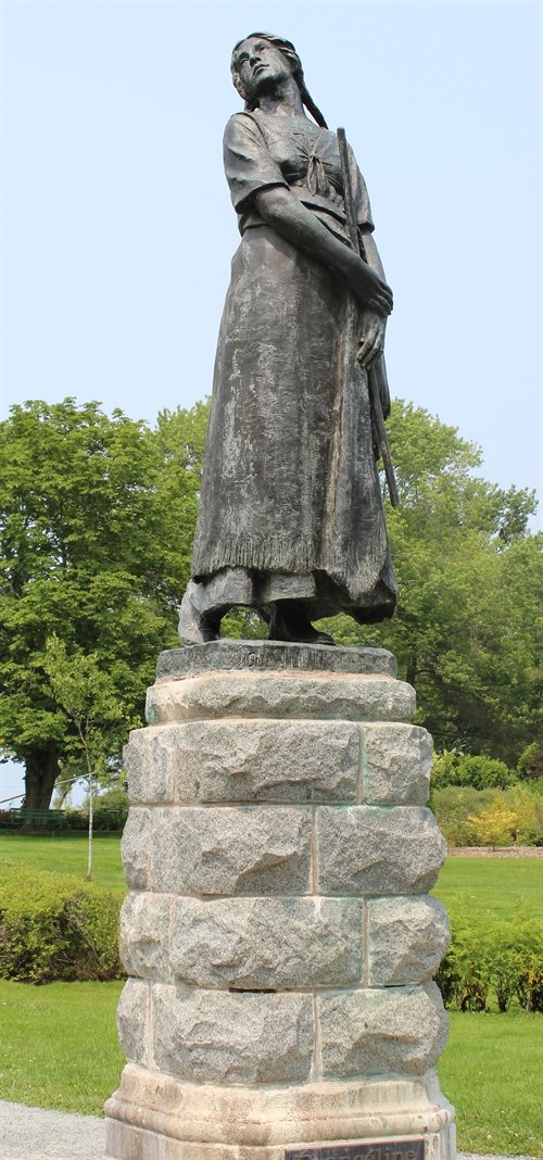 This is Evangeline.  She was made famous by Henry Wadswork Longfellow's Evangeline:  A Tale of Acadia which was published in 1847. You can see this statue at Grand Pré in Nova Scotia.