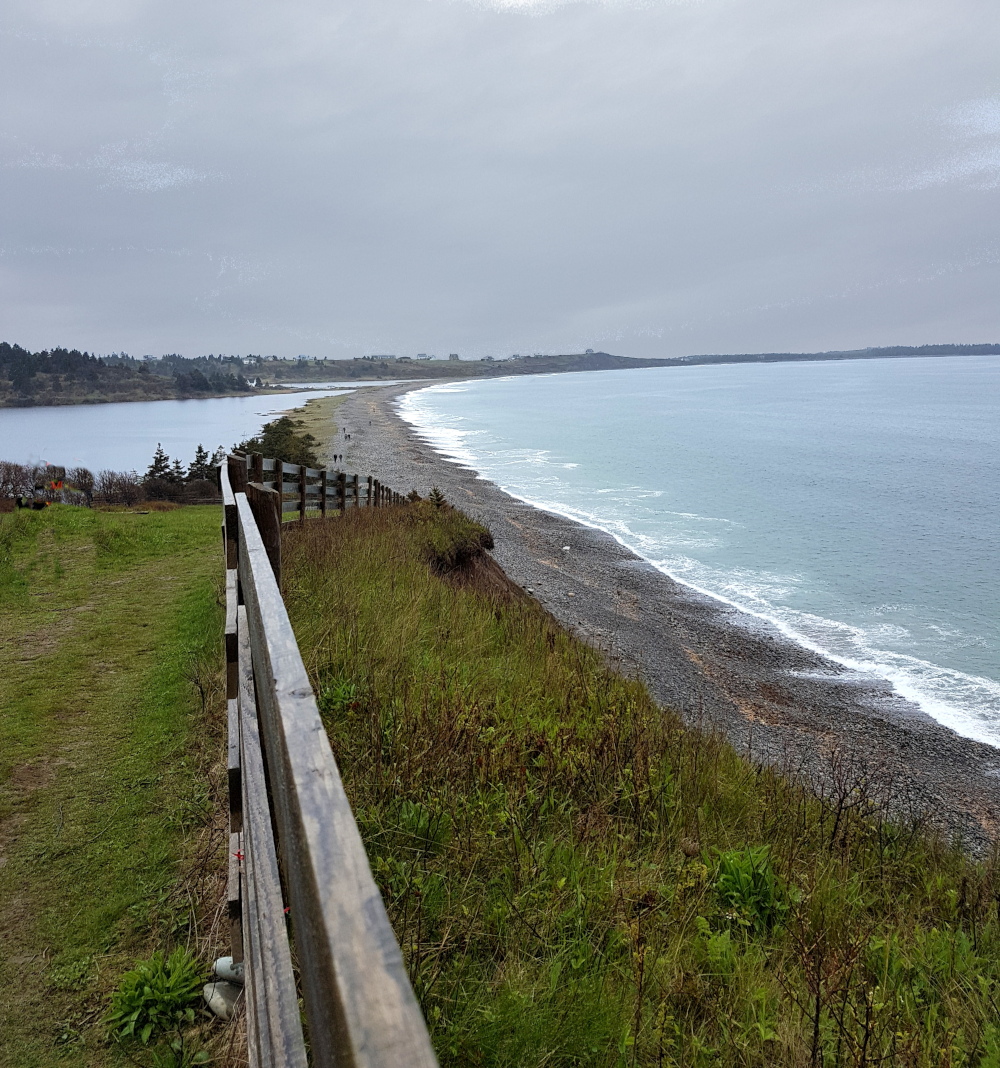 Your hike will start at the parking lot at Hirtles beach.  A beautiful beach where you can see Gaff Point in the distance.