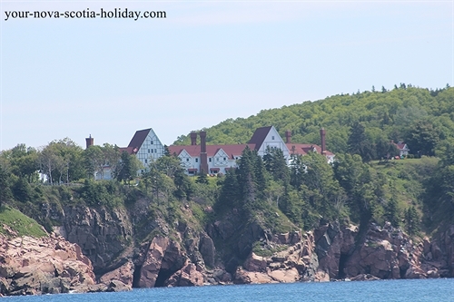 This is the beautiful Keltic Lodge located on the Middlehead peninsula overlooking the Atlantic Ocean and Ingonish beach. A gorgeous spot!