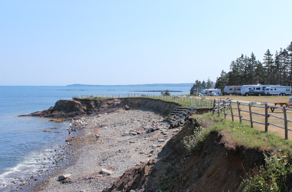 The beach and picnic area at the Ovens Park. The campground area overlooks the ocean.  A beautiful spot.