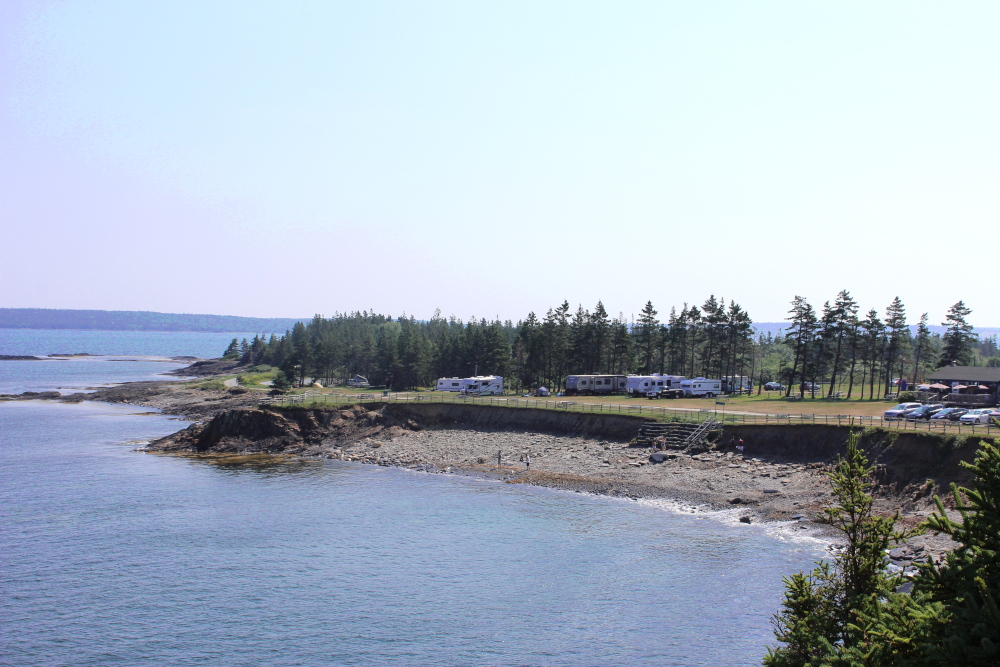 The campground overlooks the ocean at the Ovens park.  There are RV spots as well as a tenting area.  The park also has rustic cabins.